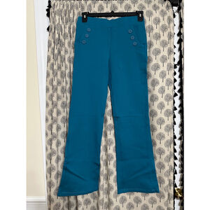 Women’s Medium Betabrand Treggings yoga work dress pants teal boot cut EUC
